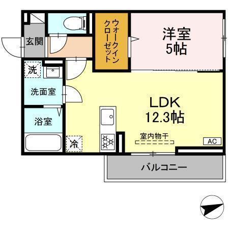 開出本町D-ROOM A棟(1LDK/3階)の間取り写真