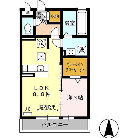 エクセレント アイランド(1LDK/1階)の間取り写真