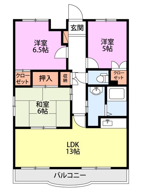 サンアベニューII(3LDK/3階)の間取り写真