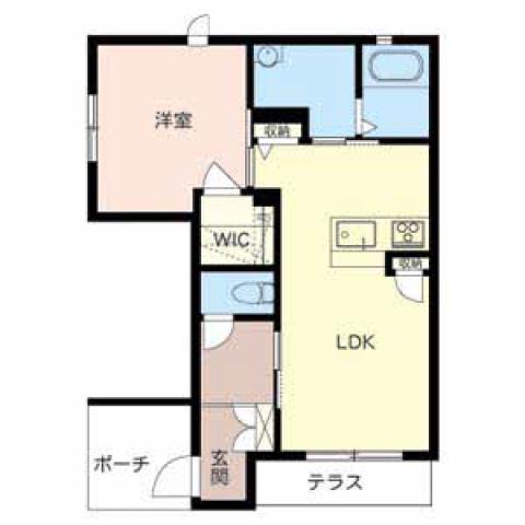 コンフォート・プラス福来(1LDK/1階)の間取り写真