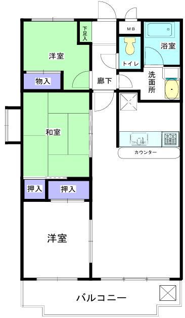 朝日プラザモンターニュ北神戸1番館(3LDK/7階)の間取り写真
