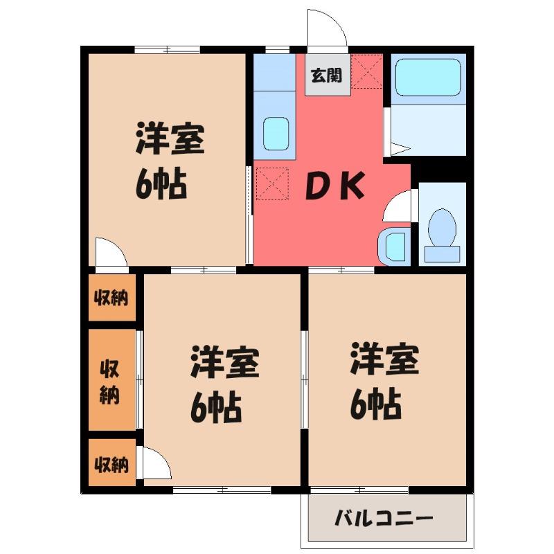 パールハイツA(3DK/1階)の間取り写真