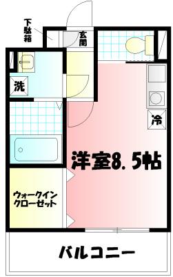 プルームコート(1K/2階)の間取り写真