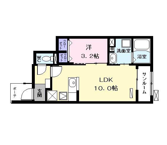 グランディール(1LDK/1階)の間取り写真
