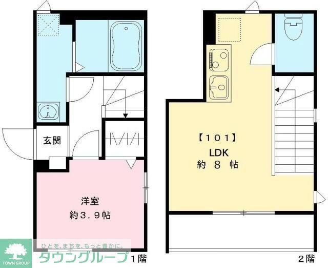 ベルフラッツ初台(1LDK/1階)の間取り写真