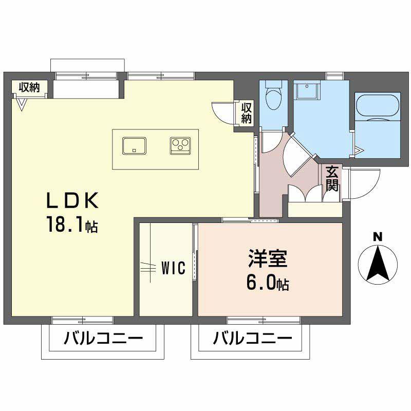 グランジュール中山台A棟(1LDK/1階)の間取り写真