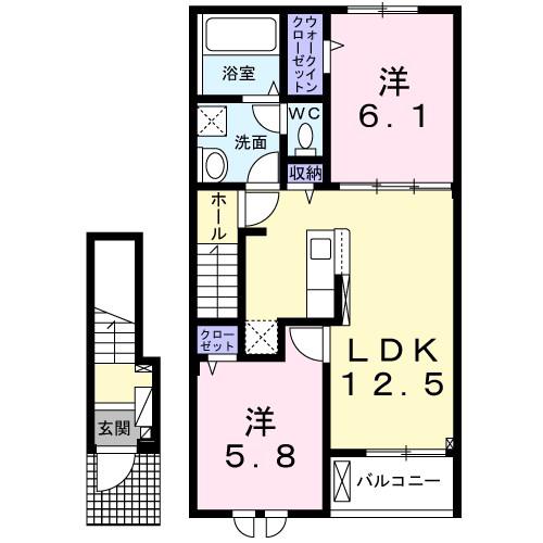 阪急伊丹線 伊丹駅(阪急) 徒歩24分 2階建 新築(2LDK/2階)の間取り写真