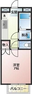 ニューリバティ青島II(1K/1階)の間取り写真