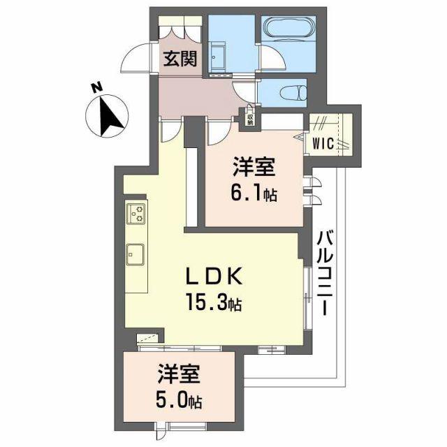 シャーメゾン クオソーレ(2LDK/2階)の間取り写真