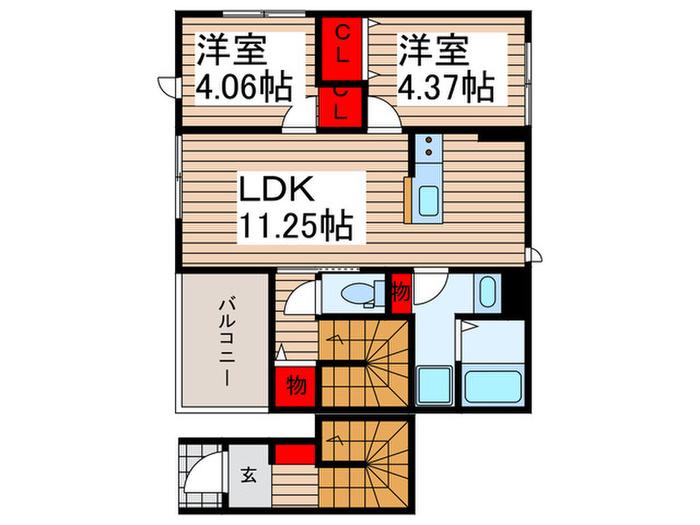 リーブルファイン練馬西大泉(2LDK/2階)の間取り写真
