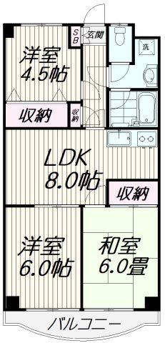 スプリングバレー(3LDK/1階)の間取り写真