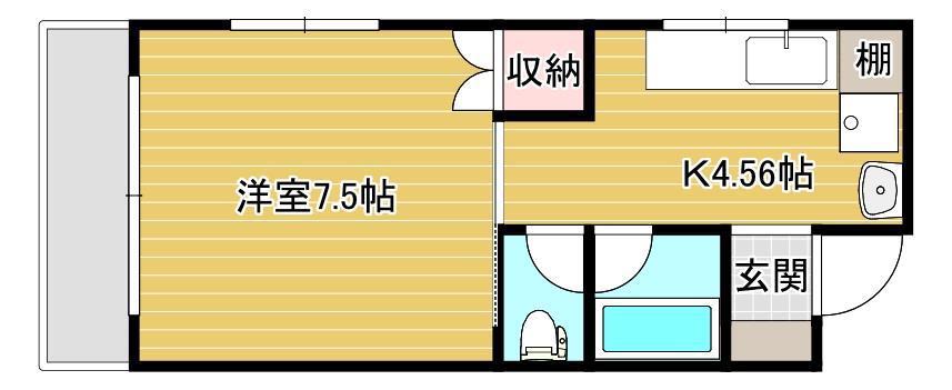 ビーズマンション荒田(1K/2階)の間取り写真