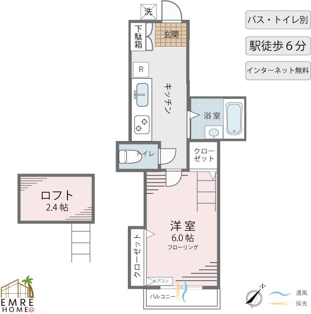 ソレイユ(1K/1階)の間取り写真