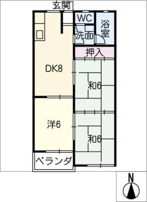 コーポ知多(3DK/4階)の間取り写真