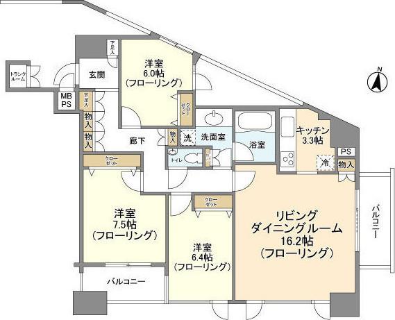 HF白金高輪レジデンス(3LDK/12階)の間取り写真