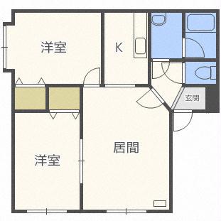 西宮の沢2-1AP(2LDK/3階)の間取り写真