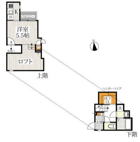 CB九品寺リヤン(1K/2階)の間取り写真
