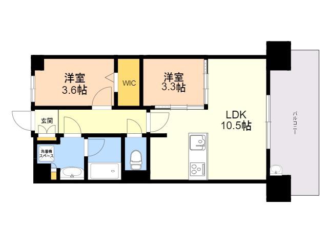 DEUX・RESIA 平尾 PREMIUM(2LDK/5階)の間取り写真