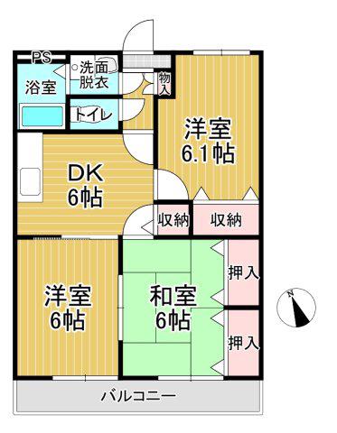 ユーミーハヤミズ(3DK/2階)の間取り写真