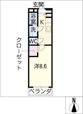 ノワエブラン利平治(1K/2階)の間取り写真