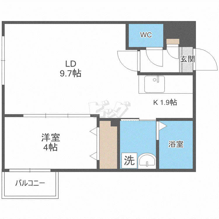 コスモス(1LDK/2階)の間取り写真