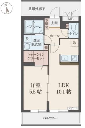 ザ・ハウスII(1LDK/3階)の間取り写真