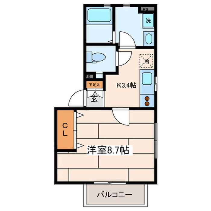 GOLD HILL YAMATE(1K/2階)の間取り写真