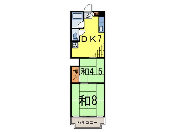 第2ヒカリマンション(2DK/1階)の間取り写真
