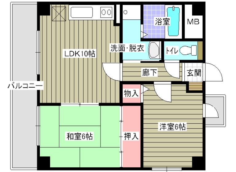 TWIGGY崇徳院II(2LDK/3階)の間取り写真