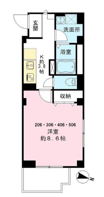 ジェネシス(1K/3階)の間取り写真