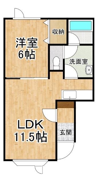 アーク・リビオンB(1LDK/1階)の間取り写真