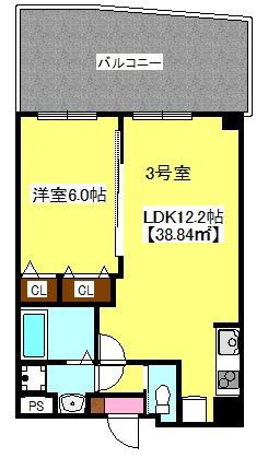 MAY AZURL 登戸(1LDK/3階)の間取り写真