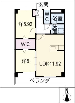 コーポ金池II(2LDK/2階)の間取り写真