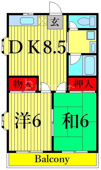 須賀コーポ(2DK/2階)の間取り写真