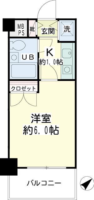 NICアーバンスピリッツ鶴見I(1K/8階)の間取り写真