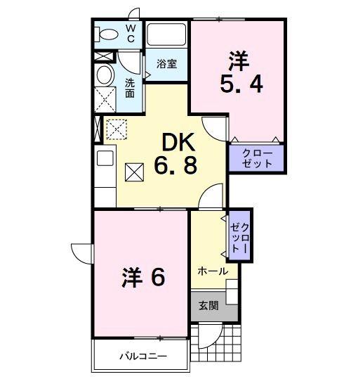 ミッテベルクA(2DK/1階)の間取り写真