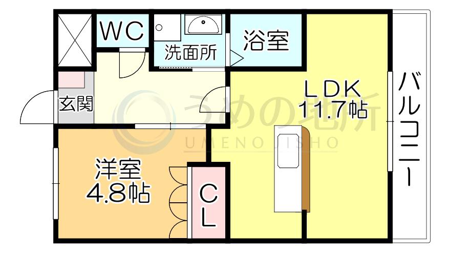 リオ・ディオサ(1LDK/2階)の間取り写真