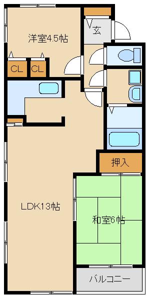 クラージュコーヤ(2LDK/3階)の間取り写真