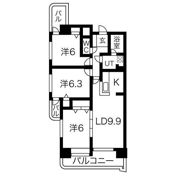 アピエス尾頭橋(3LDK/10階)の間取り写真