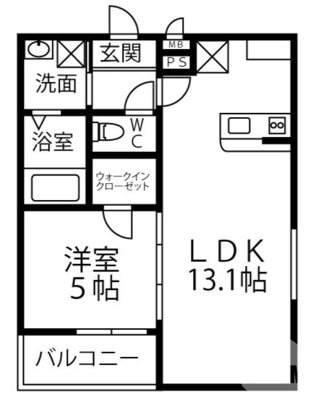 フジパレス草尾II(1LDK/3階)の間取り写真