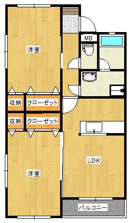 コーポT(2LDK/2階)の間取り写真