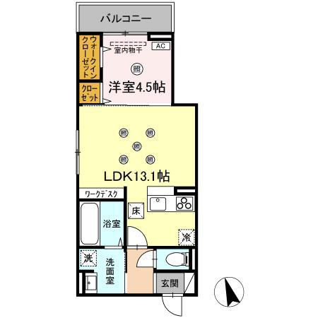 LUXE GRACIA 成田町(1LDK/1階)の間取り写真