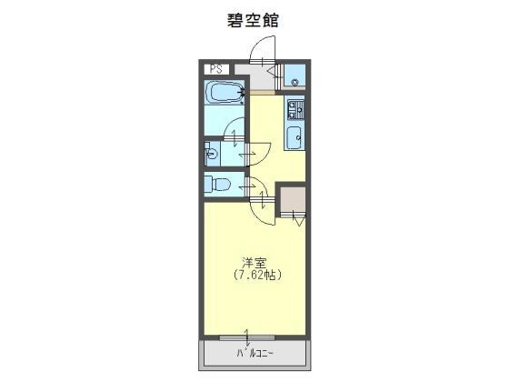ＪＲ阪和線 東貝塚駅 徒歩8分 2階建 築23年(1K/1階)の間取り写真