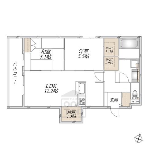 GARDEN CREST箕面船場(2SLDK/2階)の間取り写真