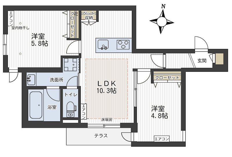 MAISON SEPTEM(2LDK/1階)の間取り写真