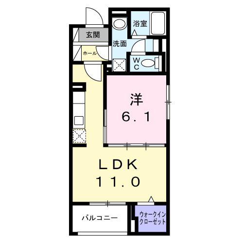 クレシエンテ ひばり(1LDK/3階)の間取り写真