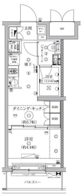 セジョリ鵜の木(1DK/4階)の間取り写真