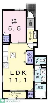 エレガンテ(1LDK/1階)の間取り写真