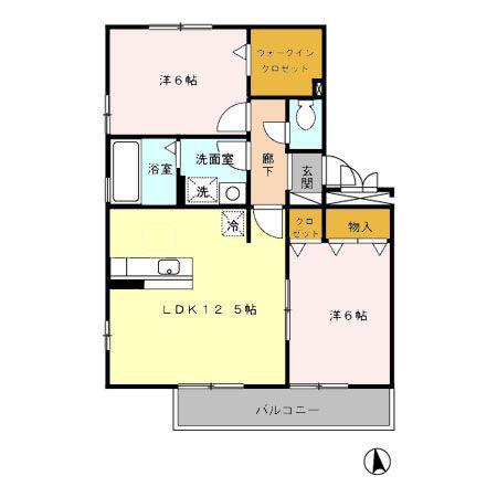 リビングタウン金沢福増(2LDK/2階)の間取り写真