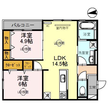 CREST K(2LDK/3階)の間取り写真